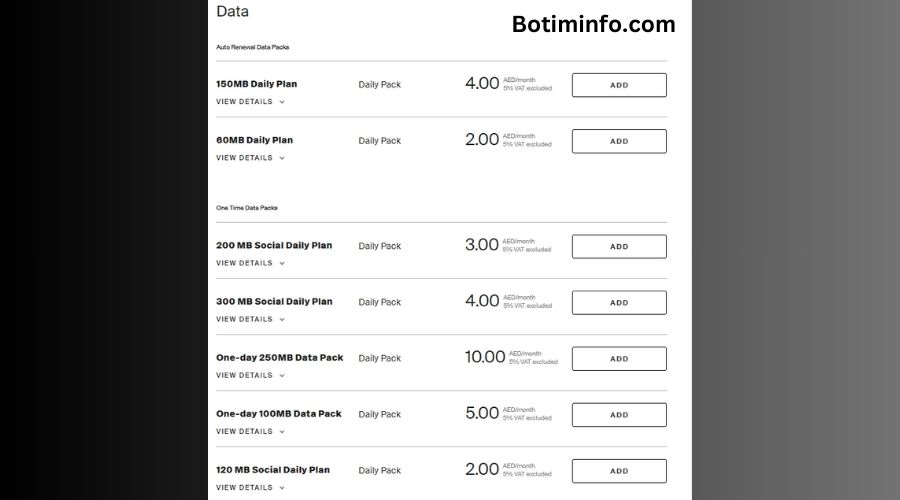 What is Etisalat Botim Daily Package