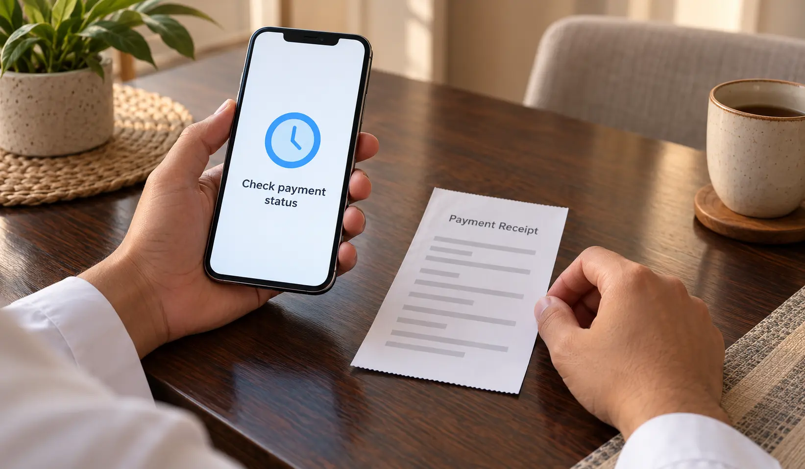 Illustration of checking a payment receipt and payment status